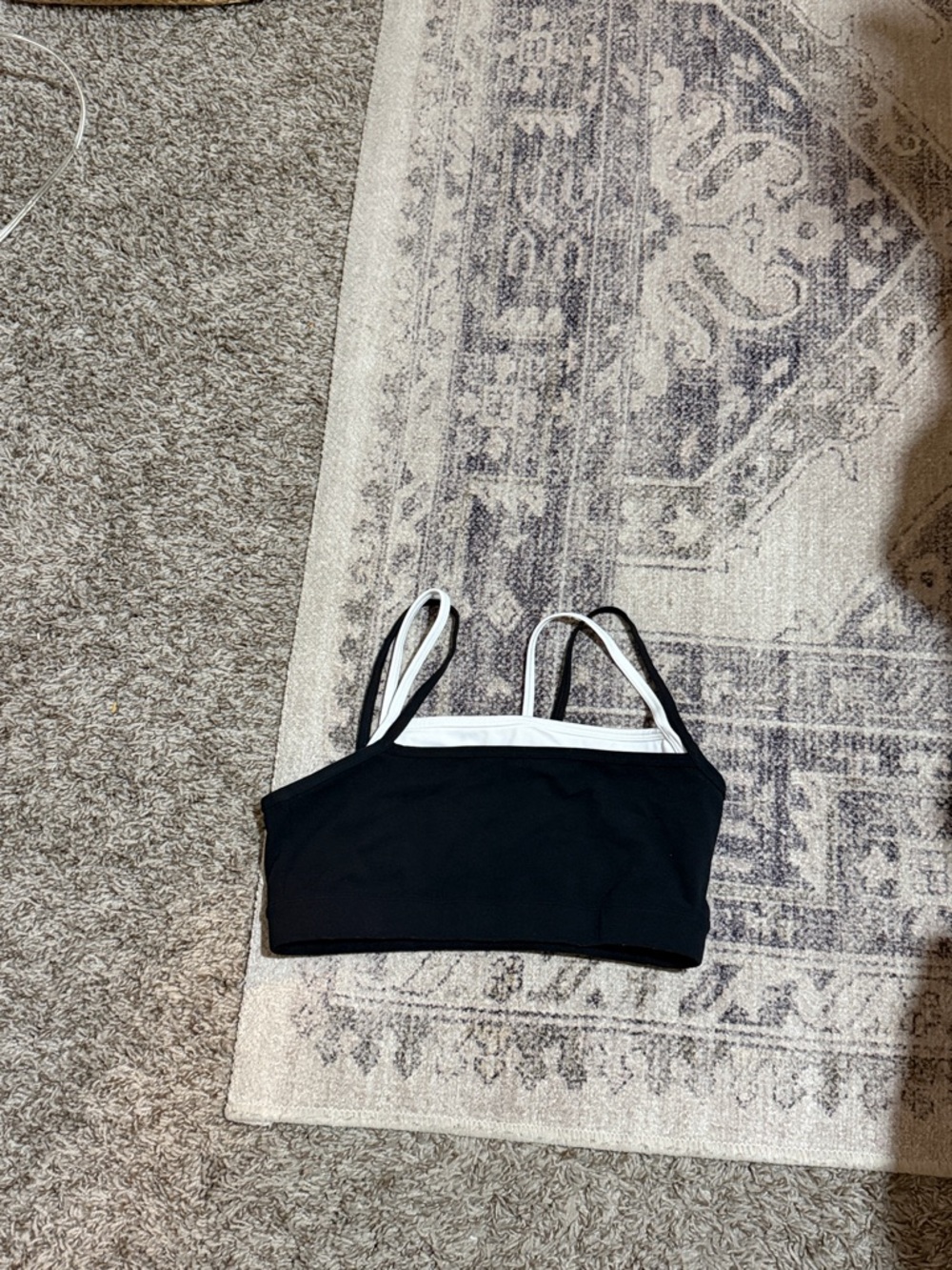 Abercrombie & Fitch Black and White Double-Strap Bralette